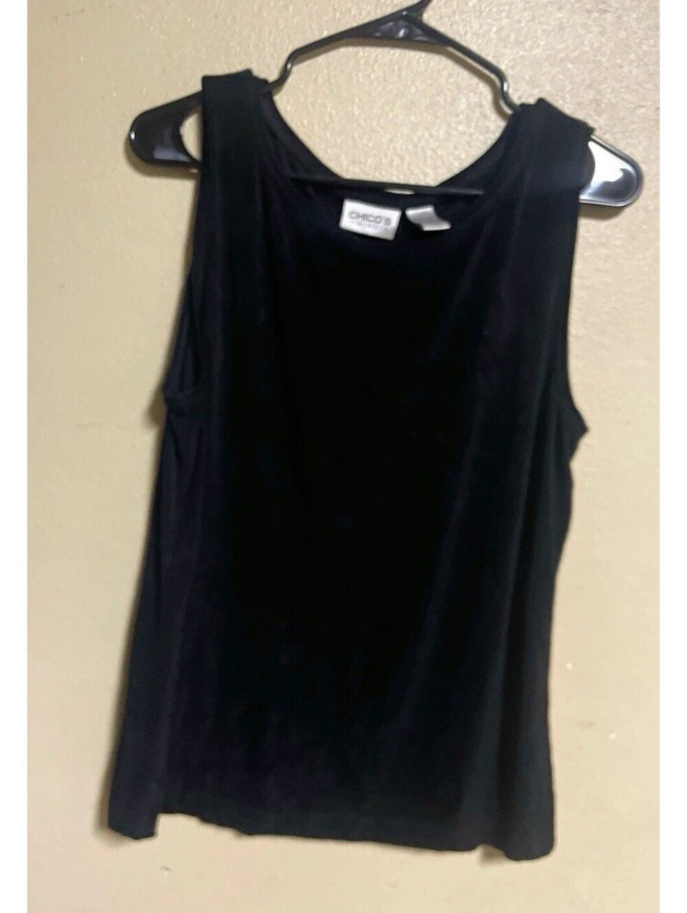 Chico's black knit tank top scoop neck stretch acetate spandex 3 L XL